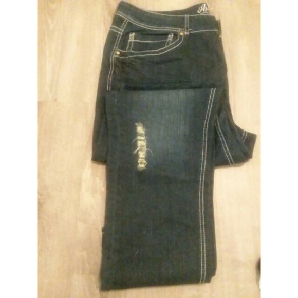 Womens Jeans Apollo Size 21 22 Stretch Dark Wash Embellished Boot Cut Plus - Picture 2 of 4